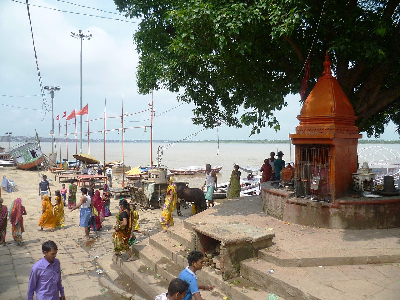 Assi Ghat on the banks of the Ganga in Varanasi
