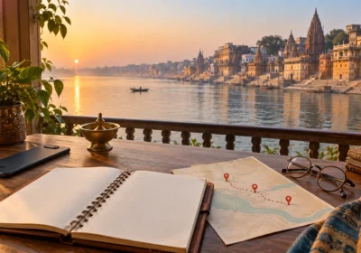 Varanasi tour planning with itinerary map and Ganges river ghats